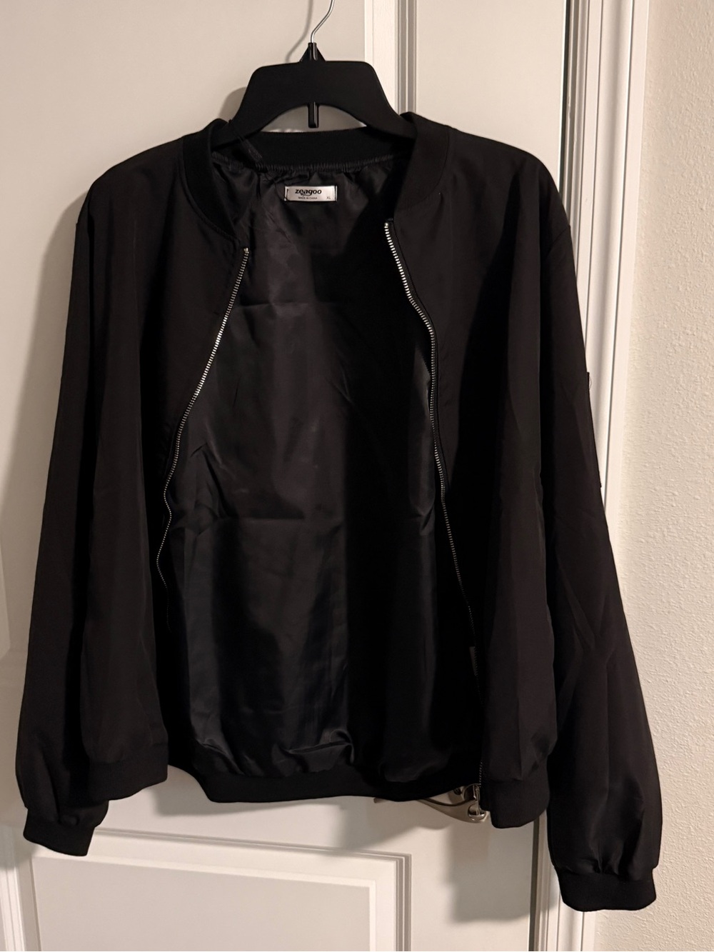 zeagoo Men's Black Bomber Jacket with Zip Front